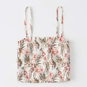 Abercrombie Tropical Smocked Cropped Cami